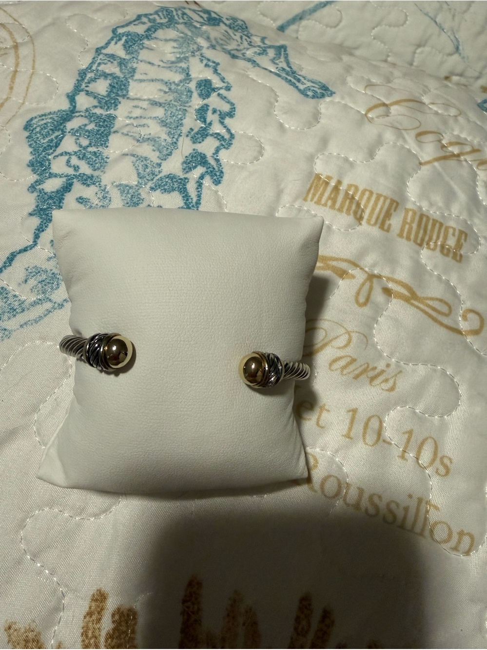 Twisted Cable Cuff Bracelet in Silver with Gold Accents - Picture 6 of 6